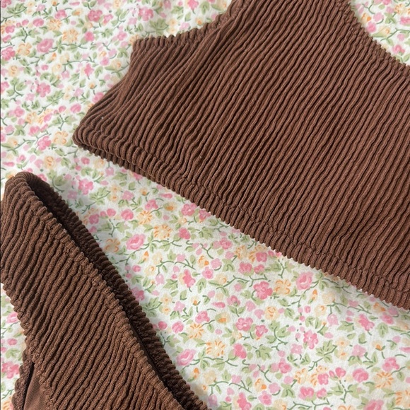 Brown Ribbed Bikini Set - Picture 2 of 2